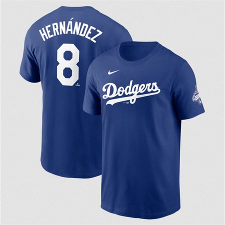 Men's Los Angeles Dodgers #8 Enrique Hernandez Royal 2025 World Series Champions Name & Number T-Shirt