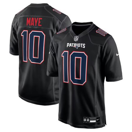 Men's New England Patriots #10 Drake Maye Nike Carbon Black Game Jersey