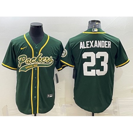 Men's Green Bay Packers #23 Jaire Alexander Green With Patch Cool Base Stitched Baseball Jersey Men's Green Bay Packers #23 Jaire Alexander Green With Patch Cool Base Stitched Baseball Jersey