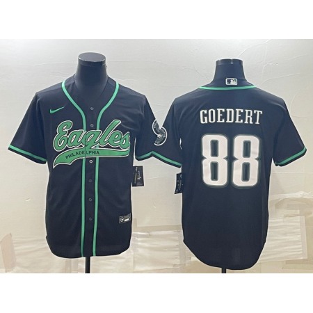 Men's Philadelphia Eagles #88 Dallas Goedert Black With Patch Cool Base Stitched Baseball Jersey Men's Philadelphia Eagles #88 Dallas Goedert Black With Patch Cool Base Stitched Baseball Jersey