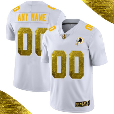 Men's Washington Football Team ACTIVE PLAYER White Custom Gold Fashion Edition Limited Stitched Jersey Men's Washington Football Team ACTIVE PLAYER White Custom Gold Fashion Edition Limited Stitched Jersey