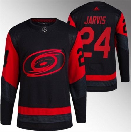 Men's Carolina Hurricanes #24 Seth Jarvis Black Red Stadium Series Stitched Jersey